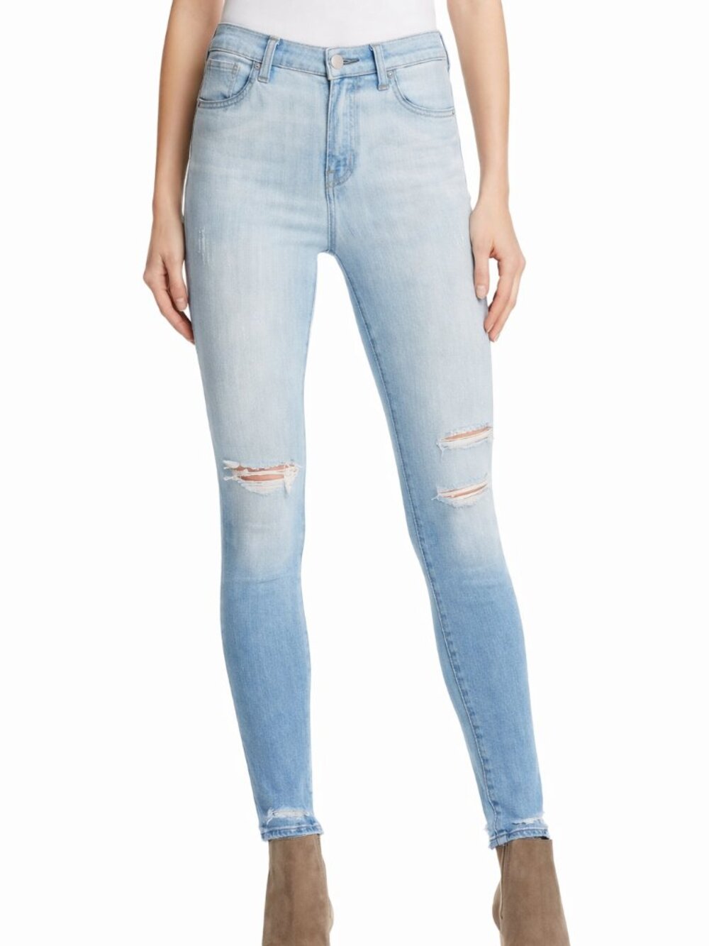 J Brand Maria High Rise Distressed Skinny Jeans Light Wash Size 27